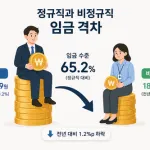 비정규직 임금, 정규직의 65%…격차 다시 벌어졌다