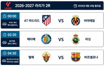 2026년 8월 24일 아틀레티코 마드리드-비야레알 등 라리가 2라운드 3경기 일정