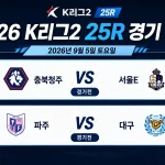 2026년 9월 4일 K리그2 25R 경기 프리뷰