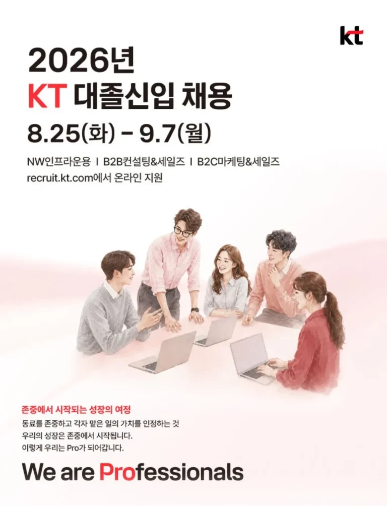 KT 2026 대졸 신입 채용 NW인프라운용 B2B B2C 모집 안내