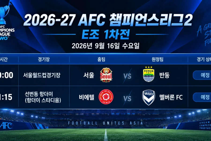 2026년 9월 16일 AFC 챔피언스리그2 E조 프리뷰