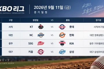 2026년 9월 11일 KBO리그 KT 롯데 NC 한화 SSG KIA 키움 삼성 4경기 프리뷰