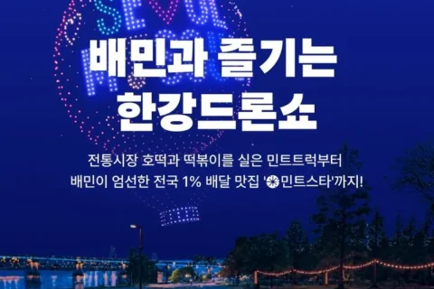 배달의민족 한강 드론라이트쇼 참여, 떡볶이·호떡 2000인분 무료