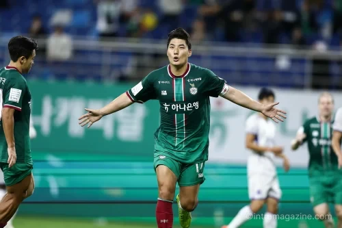 대전 하나시티즌 주민규가 FC안양전에서 동점골을 넣는 장면