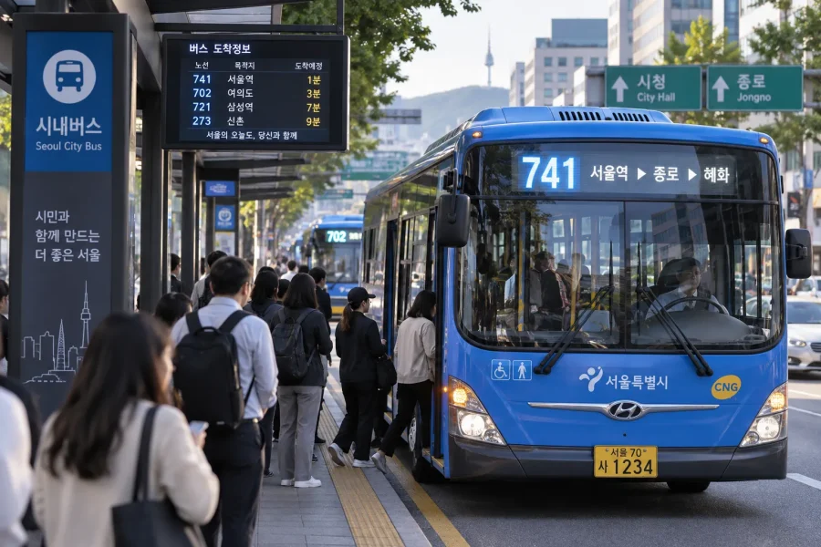 서울 버스 파업 철회 후 정상 운행에 들어간 서울 시내버스