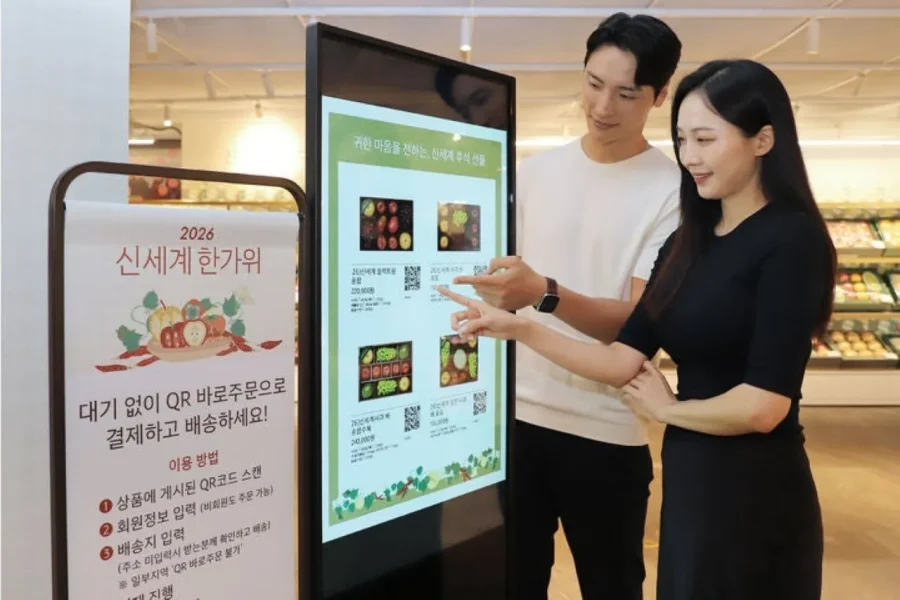 신세계백화점 명절 행사장에서 QR 바로주문을 사용하는 모습