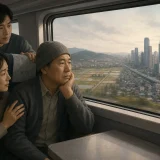 KTX 창밖을 바라보는 지방 암 환자와 가족