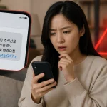 스마트폰으로 추석 택배 배송을 사칭한 스미싱 문자를 확인하는 모습
