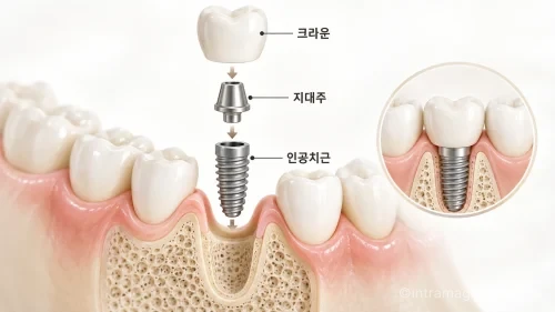 임플란트 인공치근 지대주 크라운 치료 순서