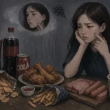 피부 노화 촉진 음식인 튀김, 과자, 탄산음료, 가공육 모음