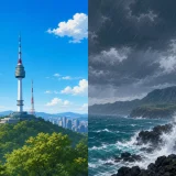 맑은 중부와 비 오는 남부의 대조적인 금요일 날씨