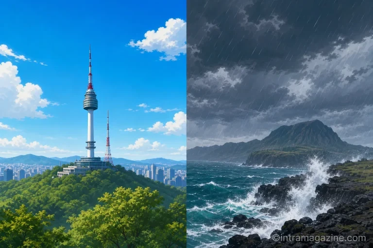 맑은 중부와 비 오는 남부의 대조적인 금요일 날씨
