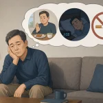 혈당을 높이는 다양한 생활 습관 요소를 보여주는 일러스트
