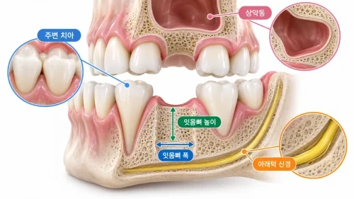 임플란트 전 잇몸뼈 신경 상악동 주변 치아 확인