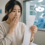 수면마취 추가 시술 후 거액의 병원비를 확인하는 모습