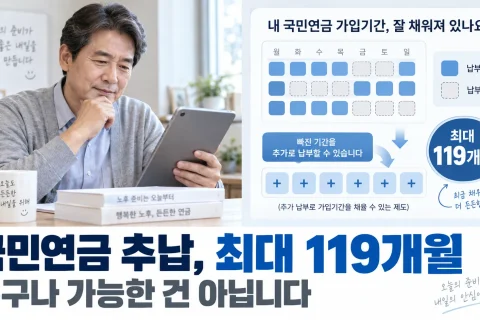 국민연금 추납 조건 바뀌나…119개월·무소득배우자·임의가입 기준 쉽게 정리