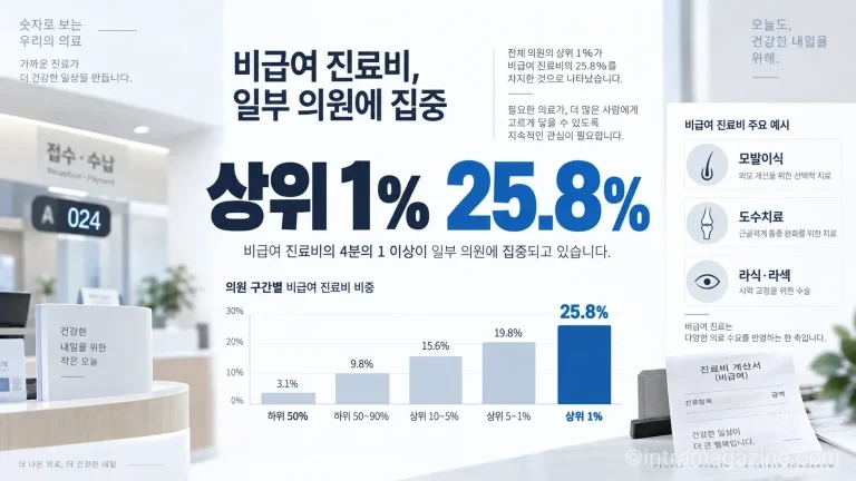 비급여 진료비, 의원 상위 1%가 전체의 25.8%를 차지하며 모발이식·도수치료·라식·라섹 등 특정 진료에 집중되는 흐름이 나타났다.(사진=생성형AI)