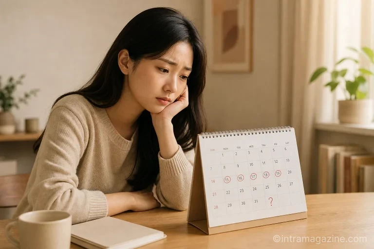 다낭난소증후군으로 인한 월경불순을 고민하는 여성