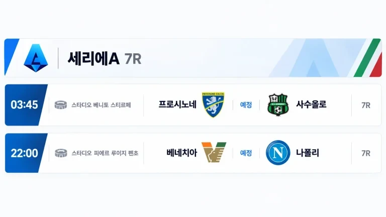 2026년 10월 17일 세리에A 7R 프로시노네 사수올로 베네치아 나폴리 경기 일정