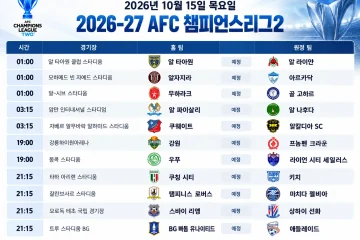 2026년 10월 17일 AFC 챔피언스리그2 매치데이2 강원 프놈펜 크라운 경기 일정