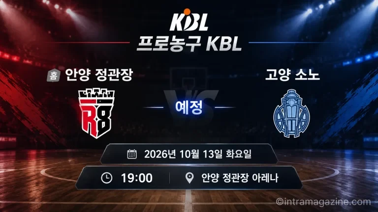 2026년 10월 13일 안양 정관장 고양 소노 KBL 경기 일정