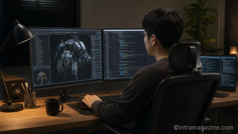 AI의 보조를 받아 게임 코드를 수정하는 개발자