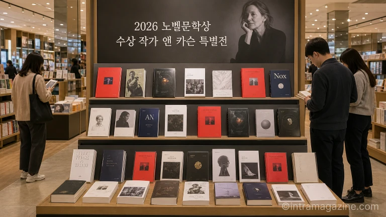 서점에 마련된 앤 카슨 노벨문학상 수상 기념 특별 매대