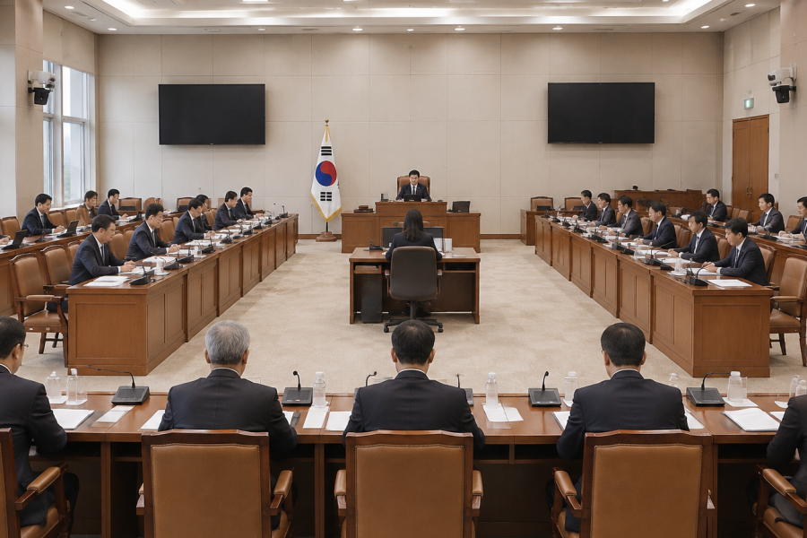 국회 상임위원회 국정감사장 회의실 전경