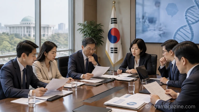바이오헬스 규제 혁신 회의를 진행하는 정부 관계자들의 모습