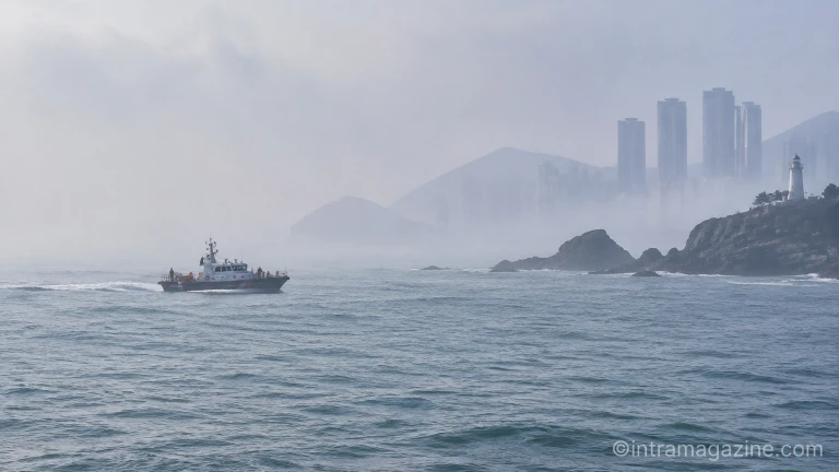 부산 청사포 앞바다 해상 풍경
