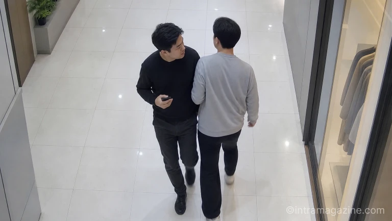 CCTV에 찍힌 고의로 사람에게 부딪히는 남성의 모습.