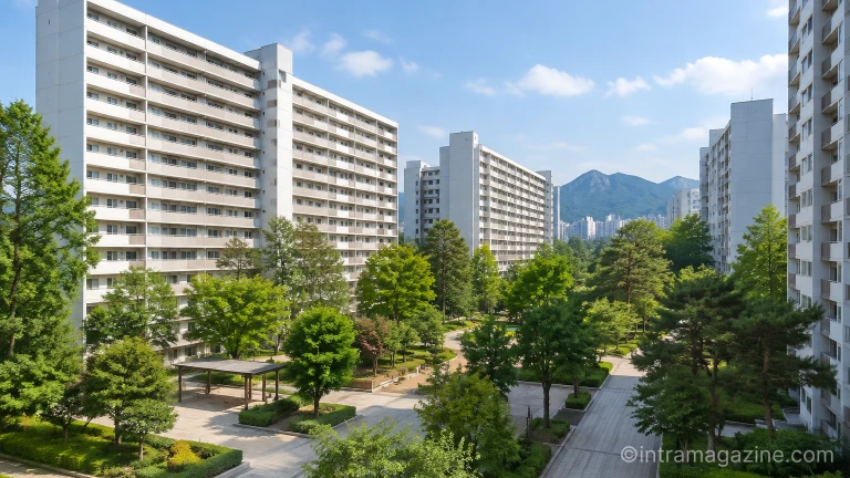 창동주공4단지 아파트 외관과 단지 내 보행로 전경