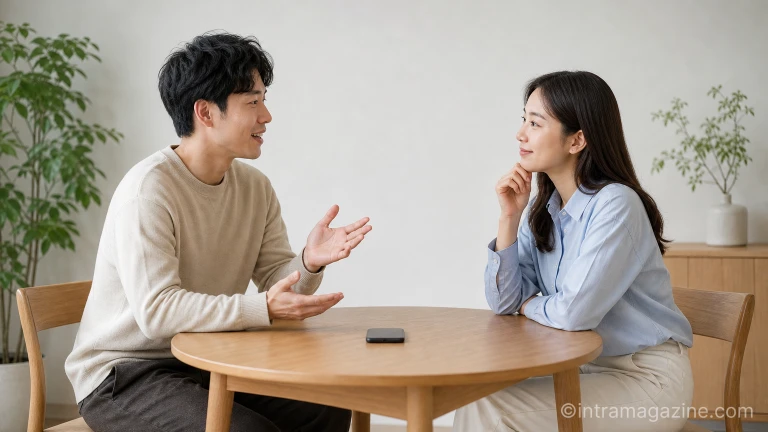 사용자와 AI가 동시에 대화하는 풀 듀플렉스 기술을 상징적으로 보여주는 장면