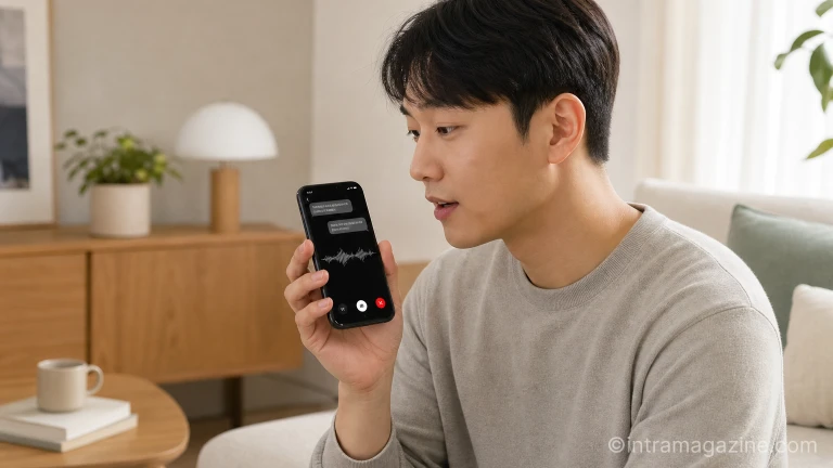 스마트폰 챗GPT 앱에서 챗GPT 보이스 음성 대화 기능을 사용하는 모습