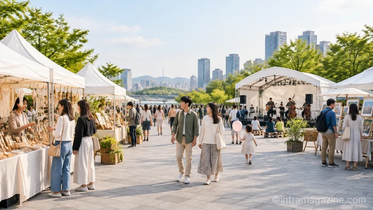 청계로와 광장에 마련된 문화 마당 및 행사 부스 전경