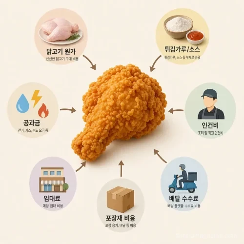 치킨 가격을 구성하는 다양한 비용 요소 인포그래픽