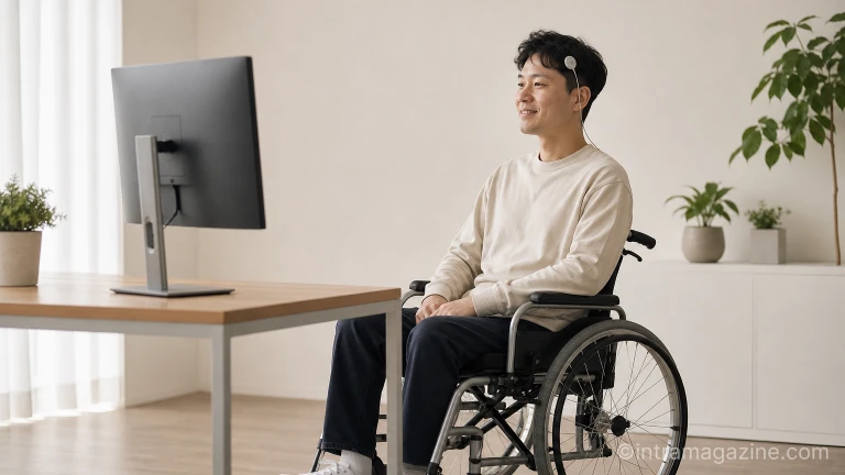 BCI 기술을 이용해 컴퓨터를 조작하는 장애인 사용자