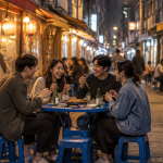 최태원 SK그룹 회장의 소탈한 회식 목격담이 전해진 서울 을지로 골목길의 한 야외 식당 풍경