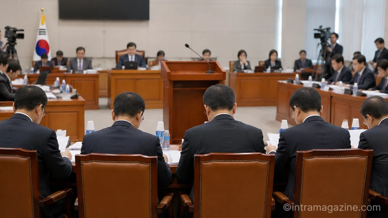 국회 정무위원회 국정감사장에 출석한 은행 경영진들이 앉아 있는 증인석 풍경