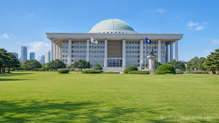 국회의사당 본관 건물 외관과 주변 전경