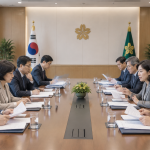 대전광역시청 회의실에서 교육행정협의회 관계자들이 안건을 논의하는 장면