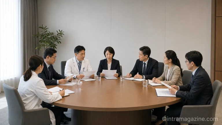 회의실 테이블에서 보건의료 관계자들이 의약품 수급 안정을 위해 회의를 진행하는 모습