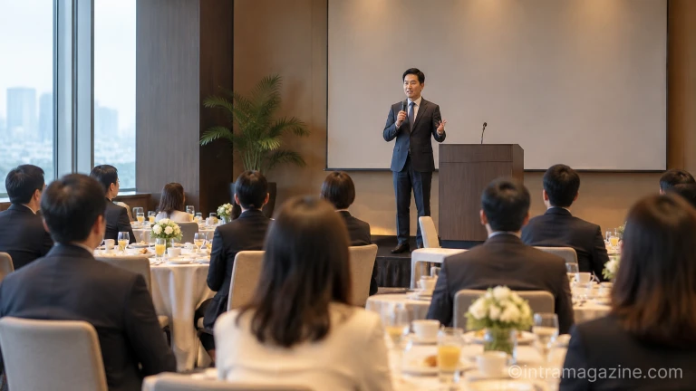 보험업권 조찬 간담회에서 발표자가 발언하는 모습