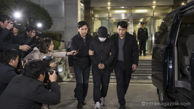 구속 송치되며 경찰서를 나서는 피의자 호송 모습