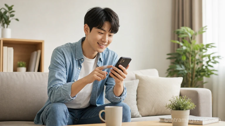스마트폰으로 자격증 응시료 지원 사업을 신청하는 모습
