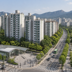 서울 노원구 하계동 아파트 단지 전경과 주변 도로 풍경