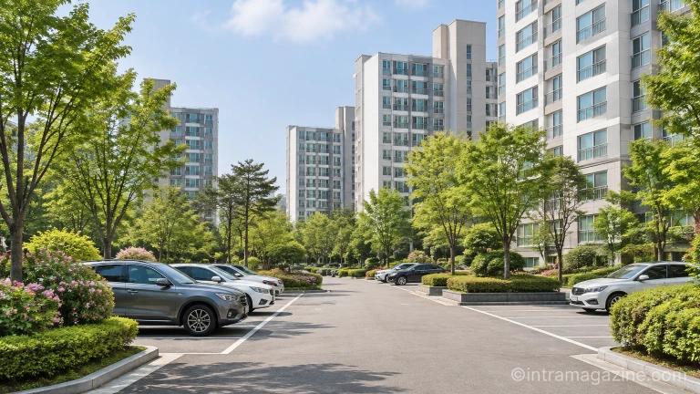 5개 동 660세대로 구성된 하계동 청구 아파트 단지 내부 보행로와 건물 외관