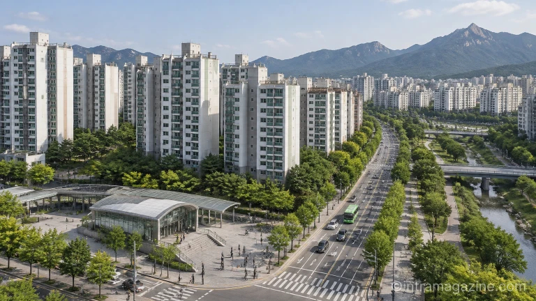 서울 노원구 하계동 아파트 단지 전경과 주변 도로 풍경