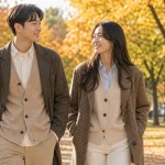 일교차에 대비해 얇은 옷을 여러 겹 입은 사람