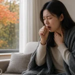 환절기에 기침으로 불편을 겪는 사람